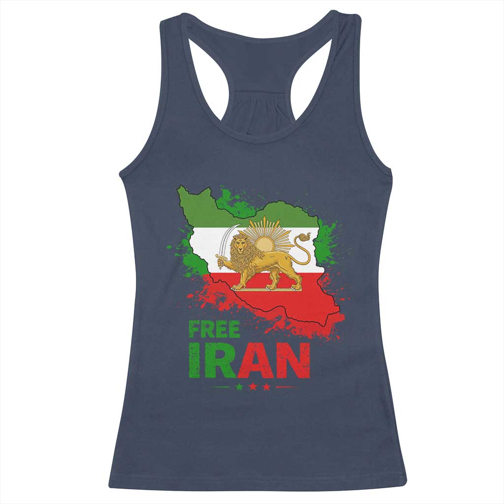 Free Iran Lion And Sun Map Graphic Racerback Tank Top Persian Heritage Freedom Support