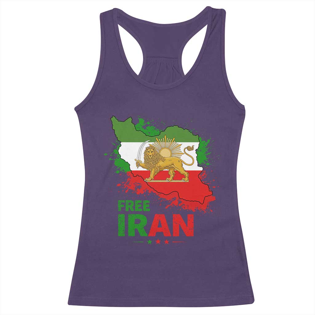 Free Iran Lion And Sun Map Graphic Racerback Tank Top Persian Heritage Freedom Support