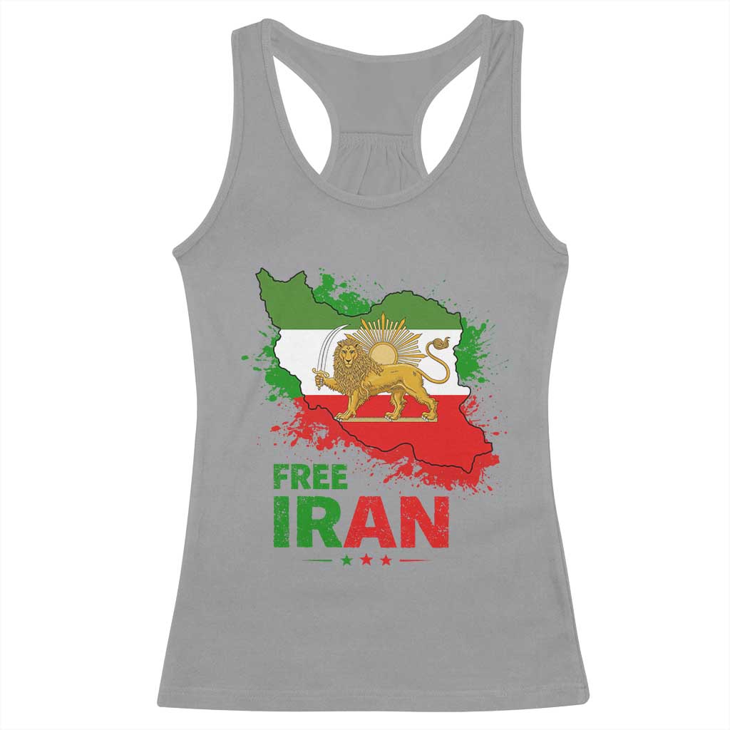 Free Iran Lion And Sun Map Graphic Racerback Tank Top Persian Heritage Freedom Support