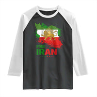 Free Iran Lion And Sun Map Graphic Raglan Shirt Persian Heritage Freedom Support