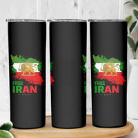 Free Iran Lion And Sun Map Graphic Skinny Tumbler Persian Heritage Freedom Support