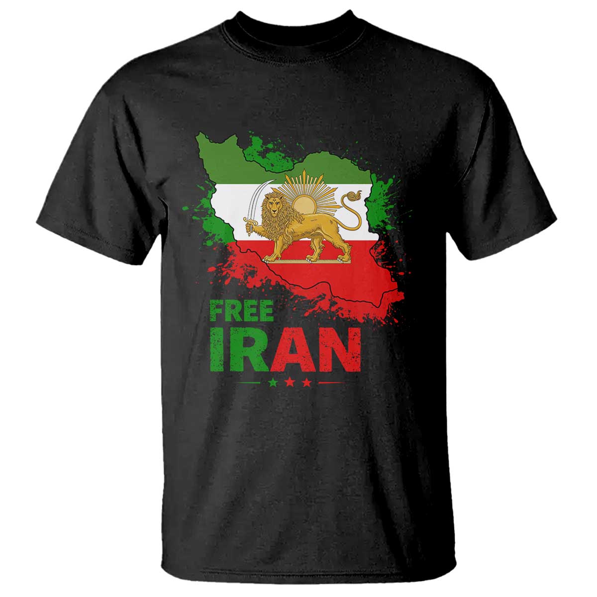 Free Iran Lion And Sun Map Graphic T Shirt Persian Heritage Freedom Support