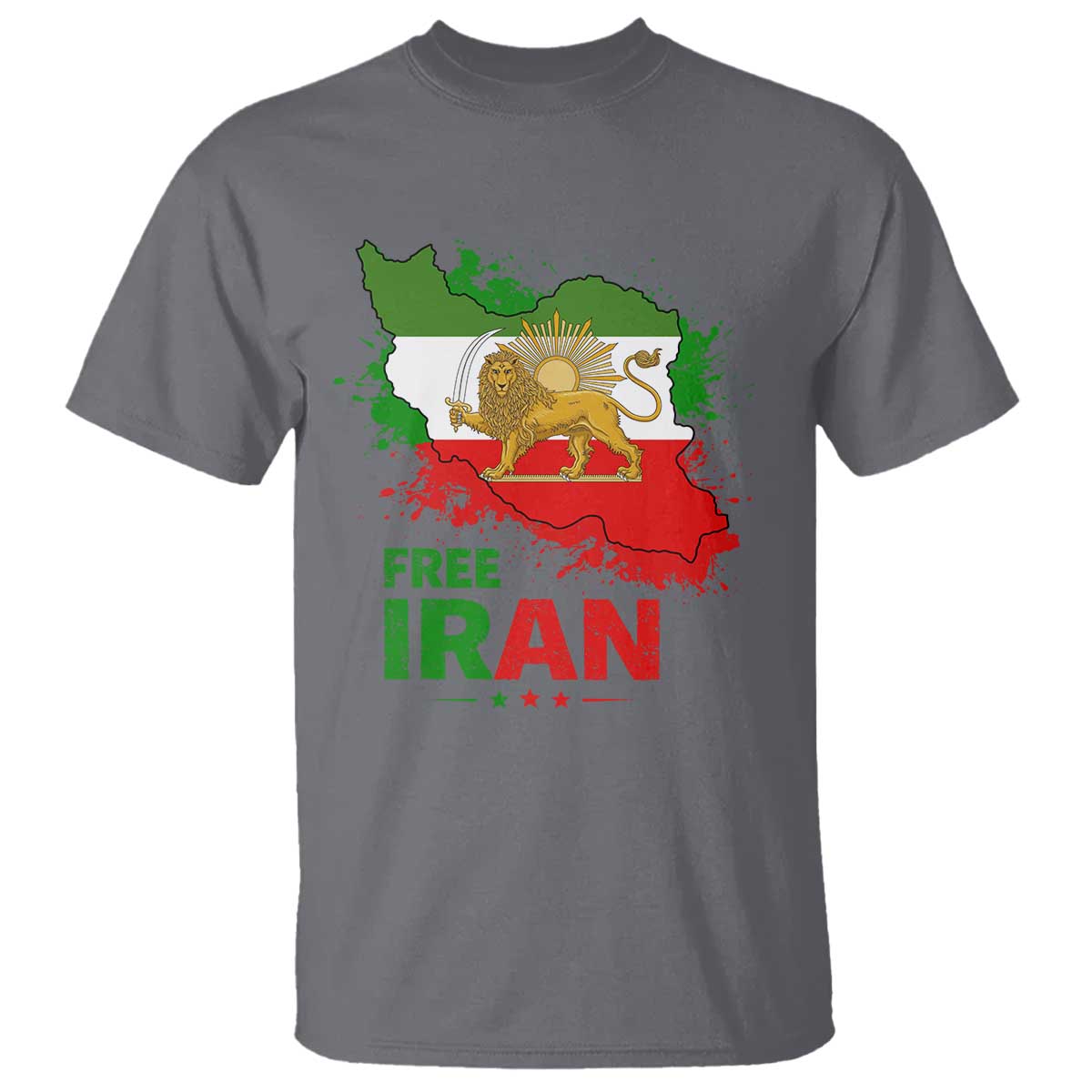 Free Iran Lion And Sun Map Graphic T Shirt Persian Heritage Freedom Support