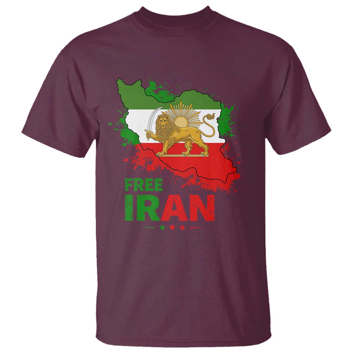 Free Iran Lion And Sun Map Graphic T Shirt Persian Heritage Freedom Support