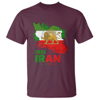 Free Iran Lion And Sun Map Graphic T Shirt Persian Heritage Freedom Support