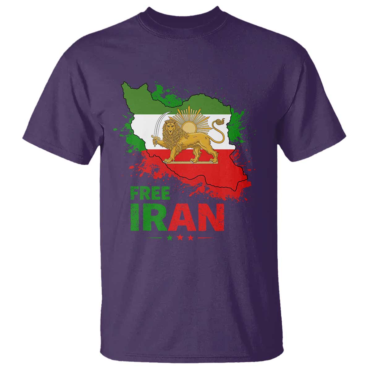 Free Iran Lion And Sun Map Graphic T Shirt Persian Heritage Freedom Support