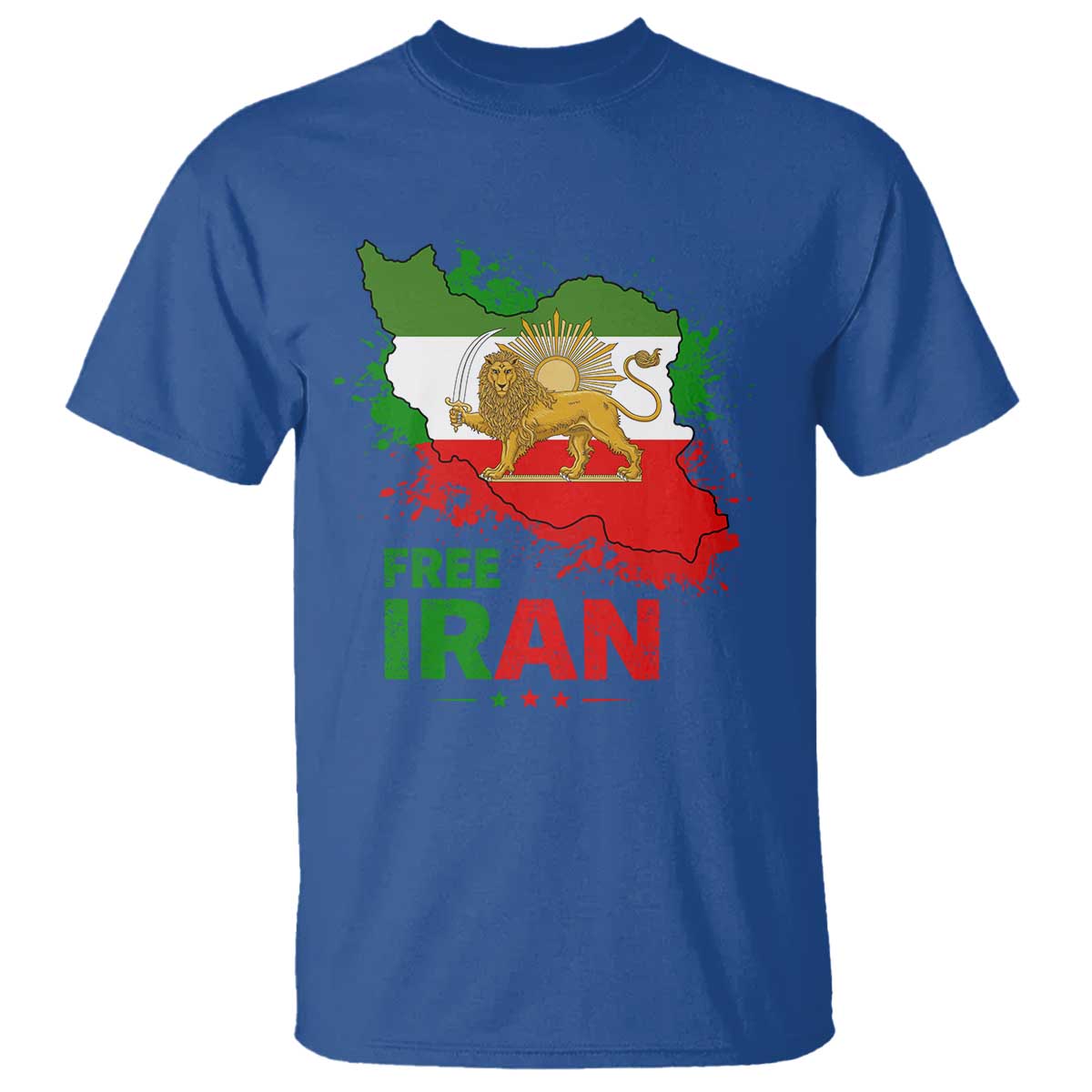 Free Iran Lion And Sun Map Graphic T Shirt Persian Heritage Freedom Support