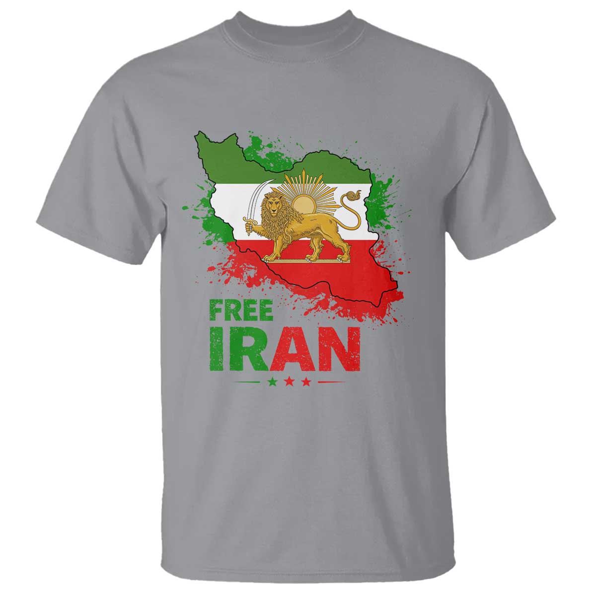 Free Iran Lion And Sun Map Graphic T Shirt Persian Heritage Freedom Support