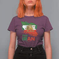 Free Iran Lion And Sun Map Graphic T Shirt For Women Persian Heritage Freedom Support