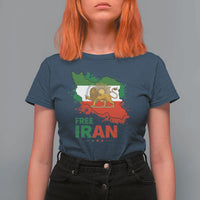 Free Iran Lion And Sun Map Graphic T Shirt For Women Persian Heritage Freedom Support