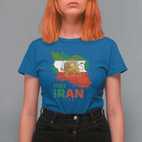 Free Iran Lion And Sun Map Graphic T Shirt For Women Persian Heritage Freedom Support