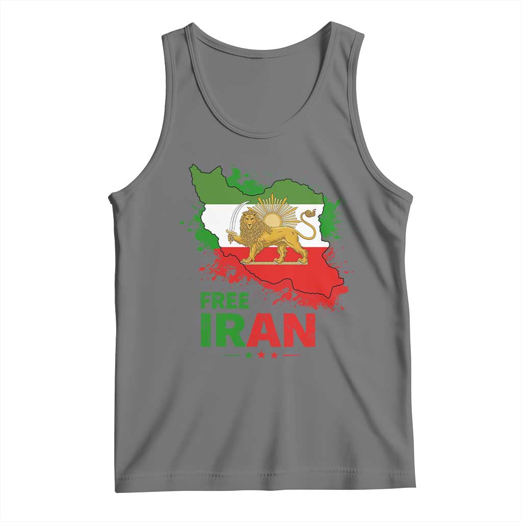 Free Iran Lion And Sun Map Graphic Tank Top Persian Heritage Freedom Support
