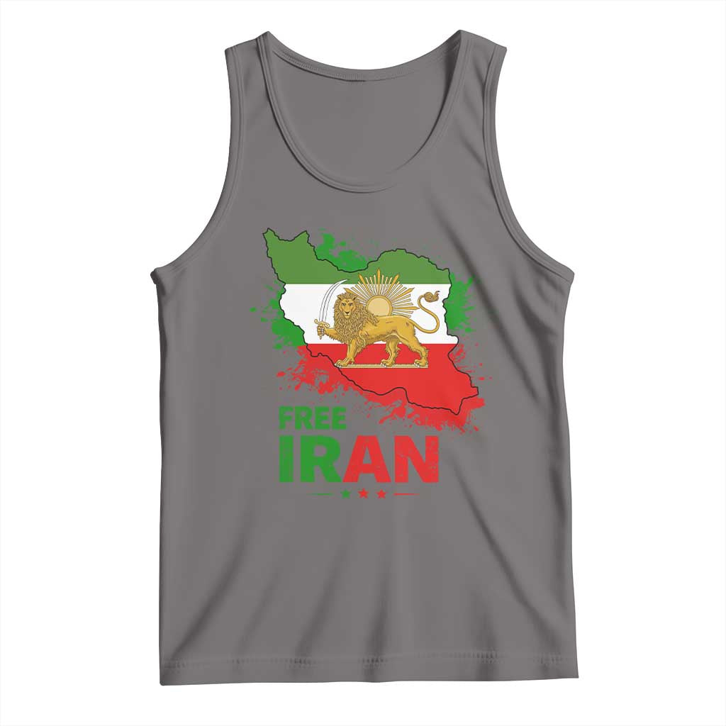 Free Iran Lion And Sun Map Graphic Tank Top Persian Heritage Freedom Support
