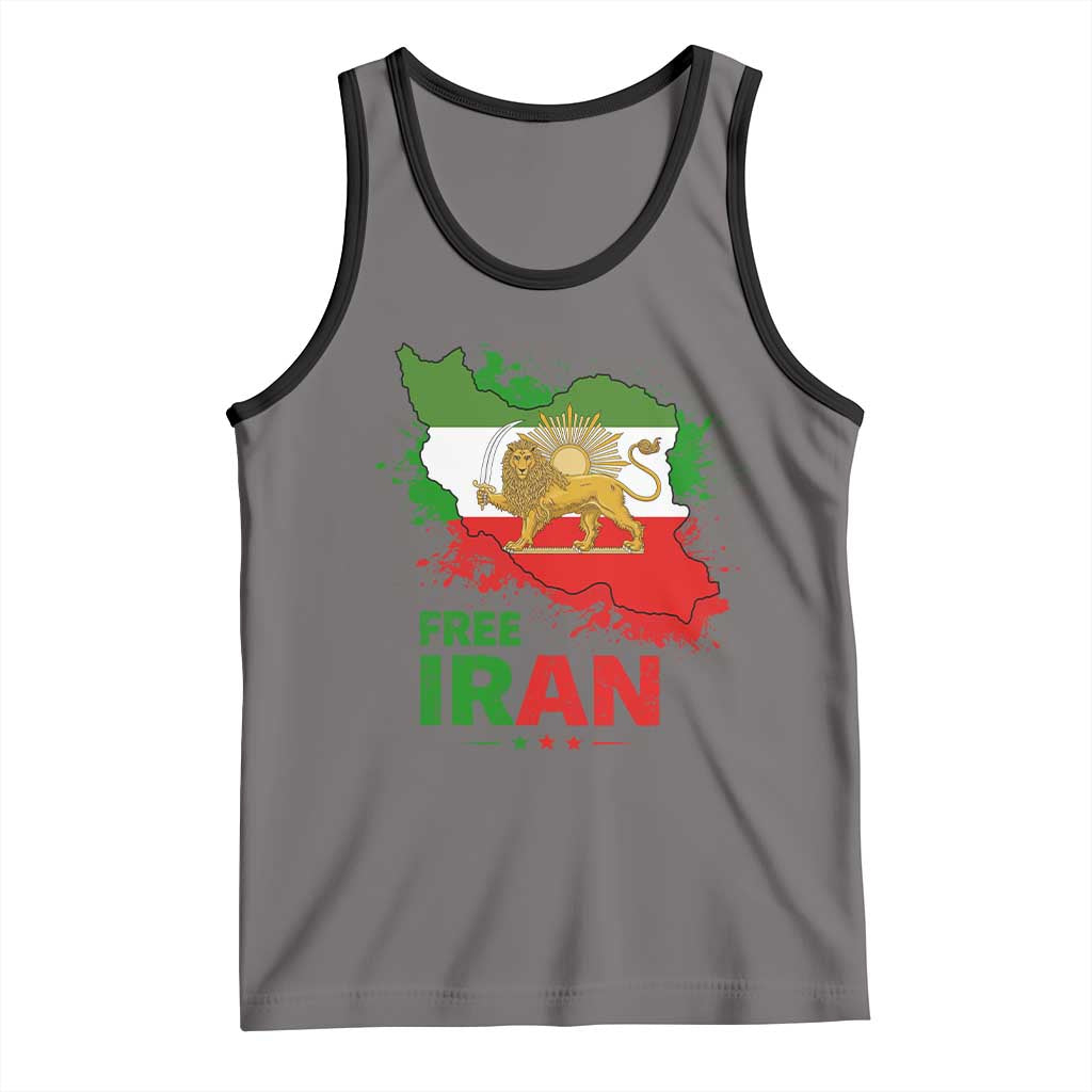 Free Iran Lion And Sun Map Graphic Tank Top Persian Heritage Freedom Support