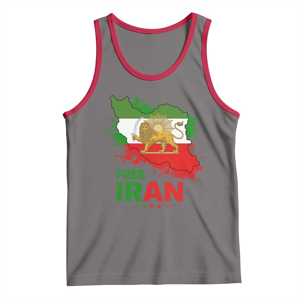 Free Iran Lion And Sun Map Graphic Tank Top Persian Heritage Freedom Support