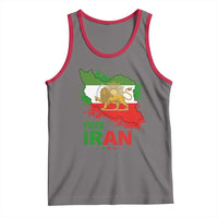 Free Iran Lion And Sun Map Graphic Tank Top Persian Heritage Freedom Support