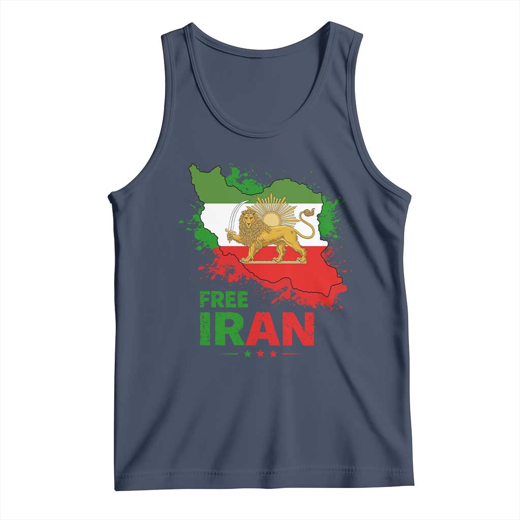 Free Iran Lion And Sun Map Graphic Tank Top Persian Heritage Freedom Support