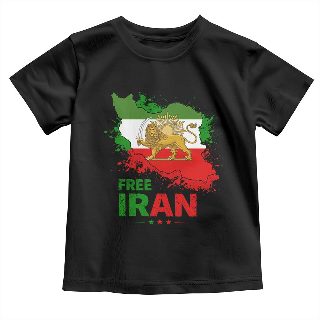 Free Iran Lion And Sun Map Graphic Toddler T Shirt Persian Heritage Freedom Support
