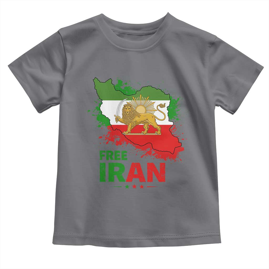 Free Iran Lion And Sun Map Graphic Toddler T Shirt Persian Heritage Freedom Support
