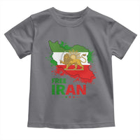 Free Iran Lion And Sun Map Graphic Toddler T Shirt Persian Heritage Freedom Support