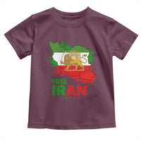Free Iran Lion And Sun Map Graphic Toddler T Shirt Persian Heritage Freedom Support