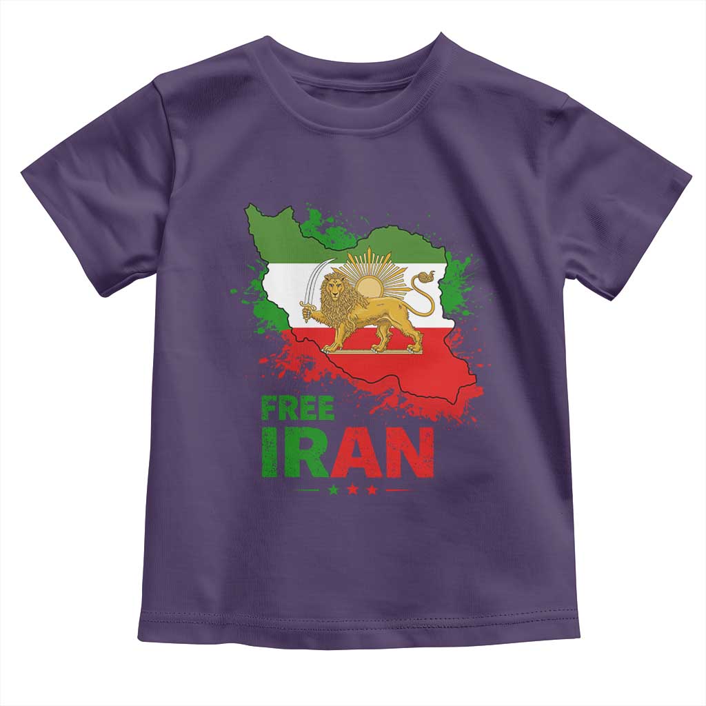 Free Iran Lion And Sun Map Graphic Toddler T Shirt Persian Heritage Freedom Support