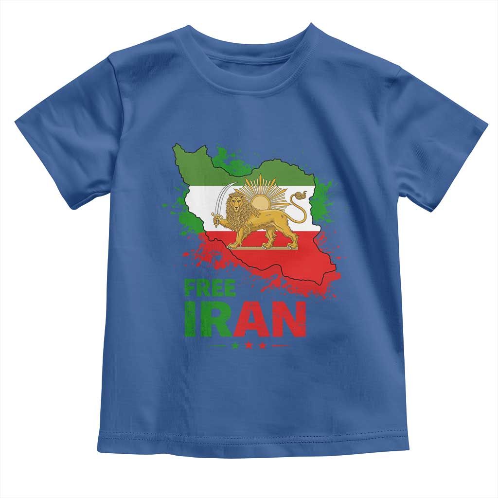 Free Iran Lion And Sun Map Graphic Toddler T Shirt Persian Heritage Freedom Support