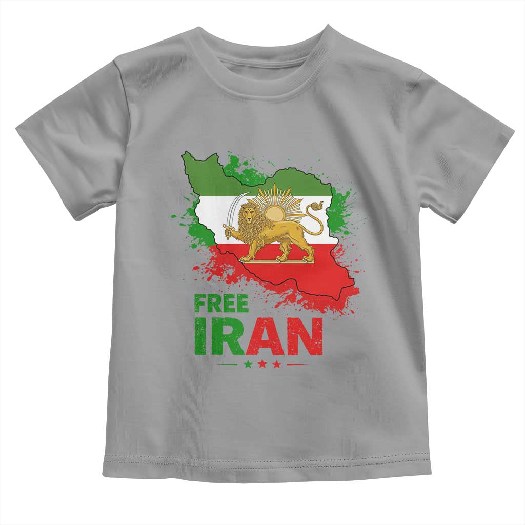 Free Iran Lion And Sun Map Graphic Toddler T Shirt Persian Heritage Freedom Support
