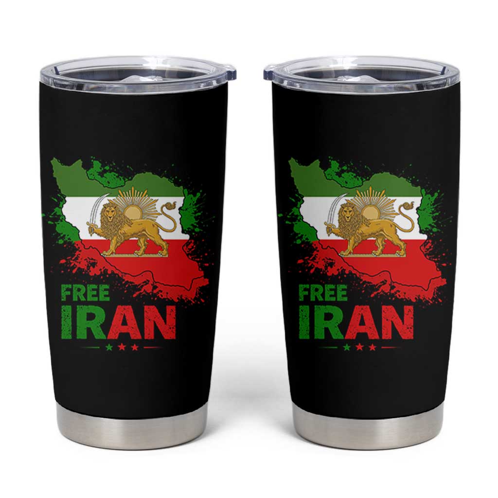 Free Iran Lion And Sun Map Graphic Tumbler Cup Persian Heritage Freedom Support