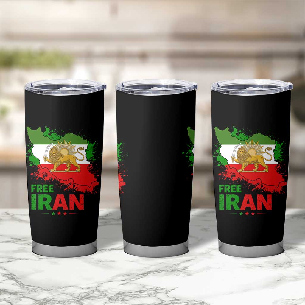 Free Iran Lion And Sun Map Graphic Tumbler Cup Persian Heritage Freedom Support