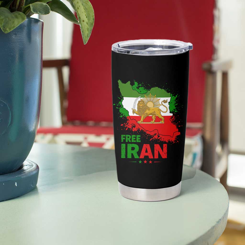 Free Iran Lion And Sun Map Graphic Tumbler Cup Persian Heritage Freedom Support
