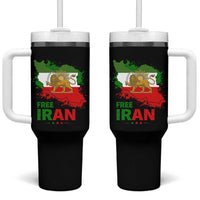 Free Iran Lion And Sun Map Graphic Tumbler With Handle Persian Heritage Freedom Support