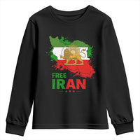 Free Iran Lion And Sun Map Graphic Youth Sweatshirt Persian Heritage Freedom Support