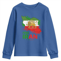 Free Iran Lion And Sun Map Graphic Youth Sweatshirt Persian Heritage Freedom Support