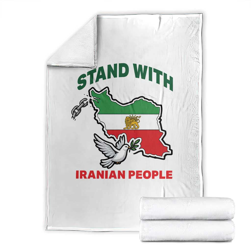 Stand With Iranian People Peace Dove Throw Blanket Iran Map Flag Freedom Human Rights Support