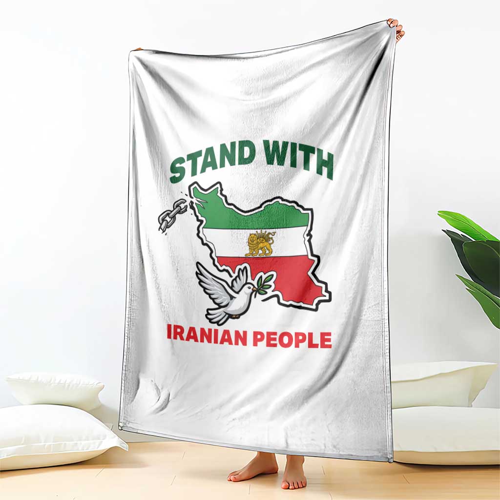 Stand With Iranian People Peace Dove Throw Blanket Iran Map Flag Freedom Human Rights Support