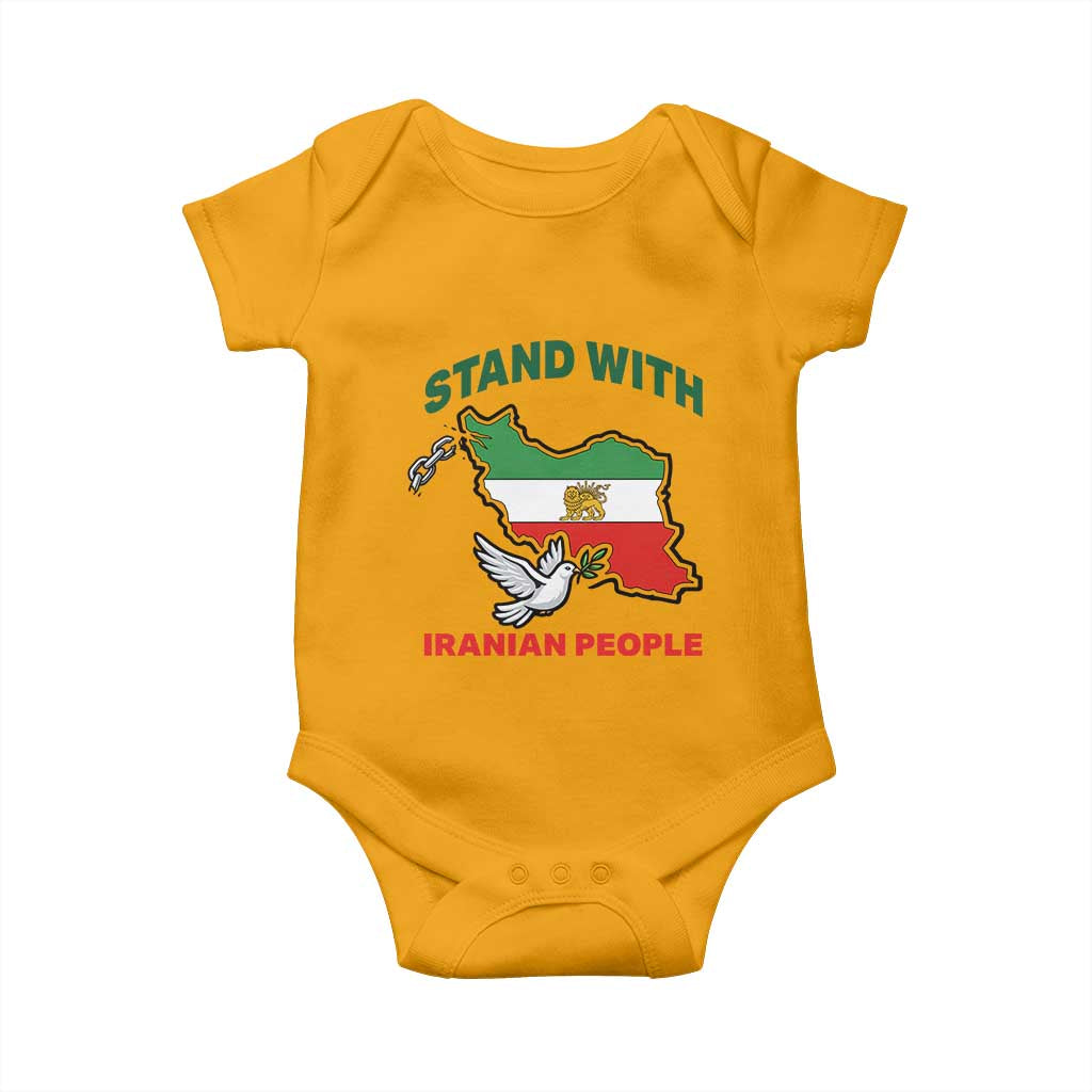 Stand With Iranian People Peace Dove Baby Onesie Iran Map Flag Freedom Human Rights Support