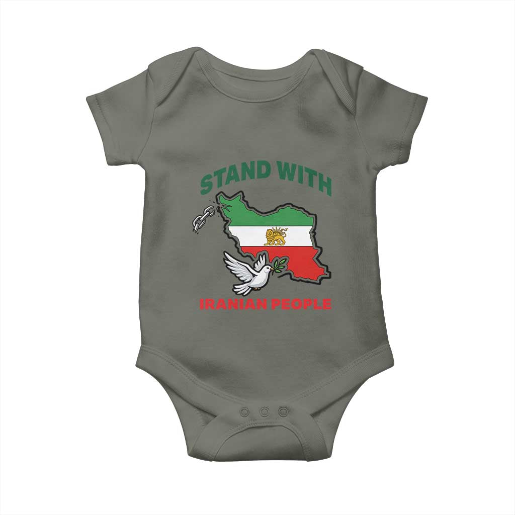 Stand With Iranian People Peace Dove Baby Onesie Iran Map Flag Freedom Human Rights Support