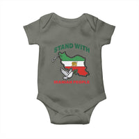 Stand With Iranian People Peace Dove Baby Onesie Iran Map Flag Freedom Human Rights Support