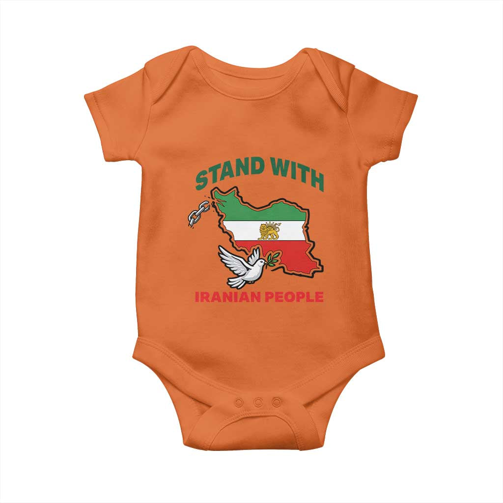 Stand With Iranian People Peace Dove Baby Onesie Iran Map Flag Freedom Human Rights Support