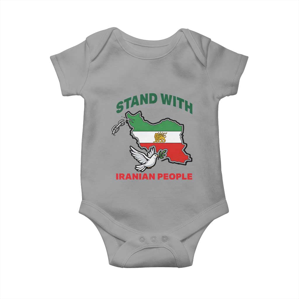 Stand With Iranian People Peace Dove Baby Onesie Iran Map Flag Freedom Human Rights Support