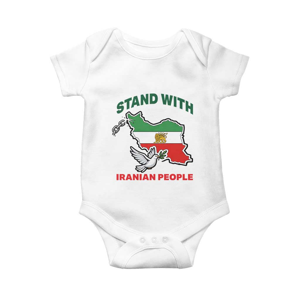 Stand With Iranian People Peace Dove Baby Onesie Iran Map Flag Freedom Human Rights Support