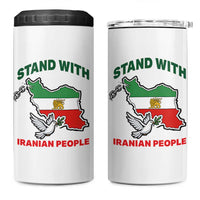 Stand With Iranian People Peace Dove 4 in 1 Can Cooler Tumbler Iran Map Flag Freedom Human Rights Support