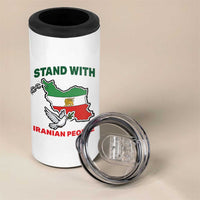Stand With Iranian People Peace Dove 4 in 1 Can Cooler Tumbler Iran Map Flag Freedom Human Rights Support