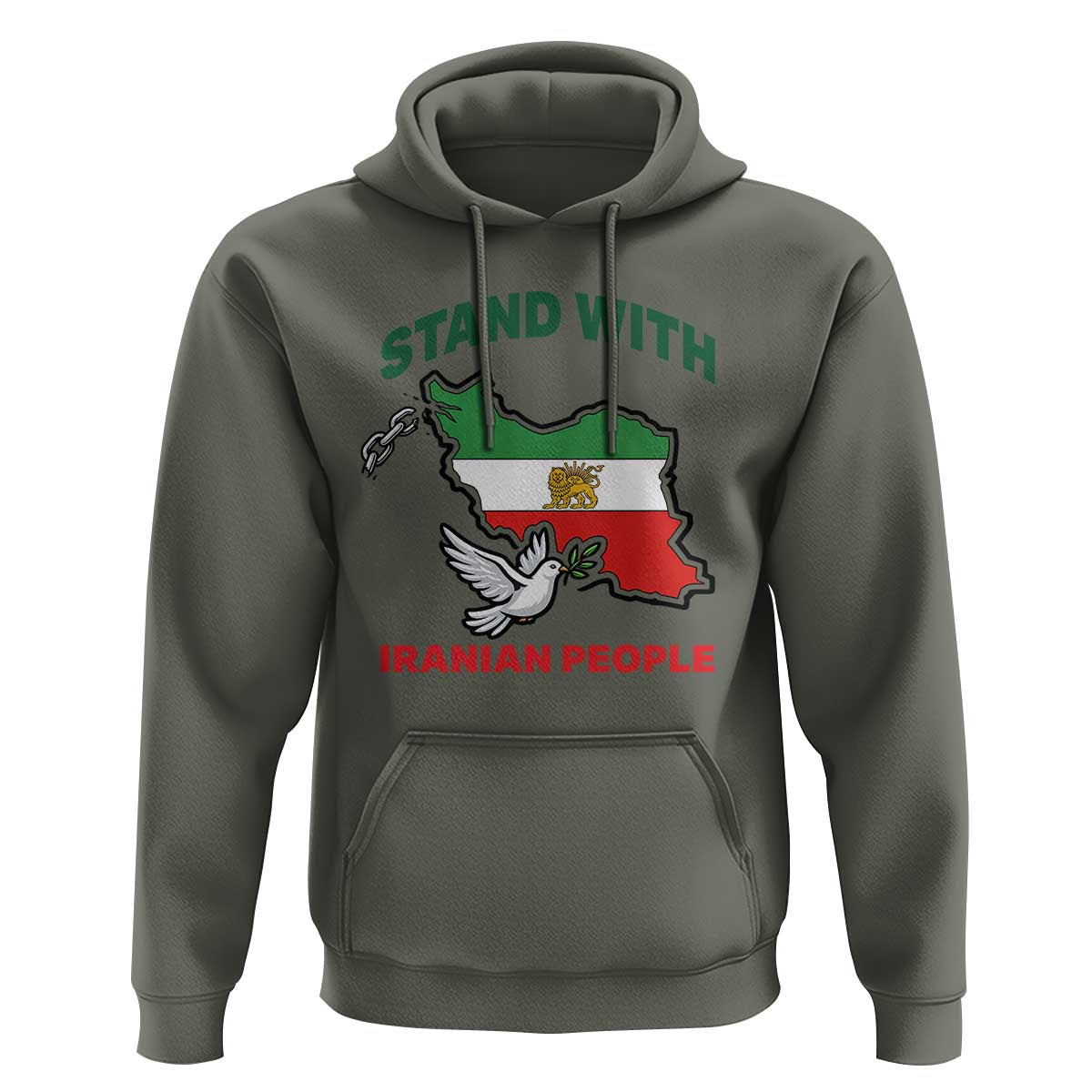 Stand With Iranian People Peace Dove Hoodie Iran Map Flag Freedom Human Rights Support