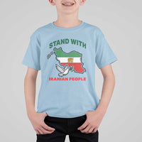Stand With Iranian People Peace Dove T Shirt For Kid Iran Map Flag Freedom Human Rights Support