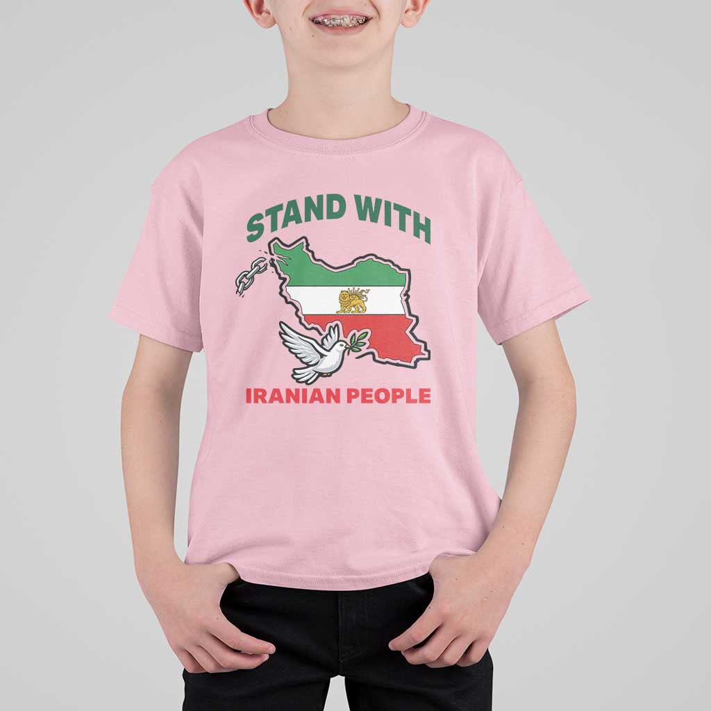 Stand With Iranian People Peace Dove T Shirt For Kid Iran Map Flag Freedom Human Rights Support