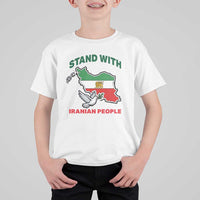 Stand With Iranian People Peace Dove T Shirt For Kid Iran Map Flag Freedom Human Rights Support