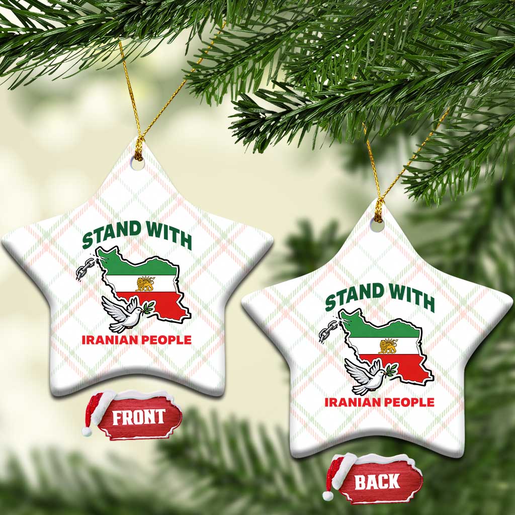 Stand With Iranian People Peace Dove Ceramic Ornament Iran Map Flag Freedom Human Rights Support