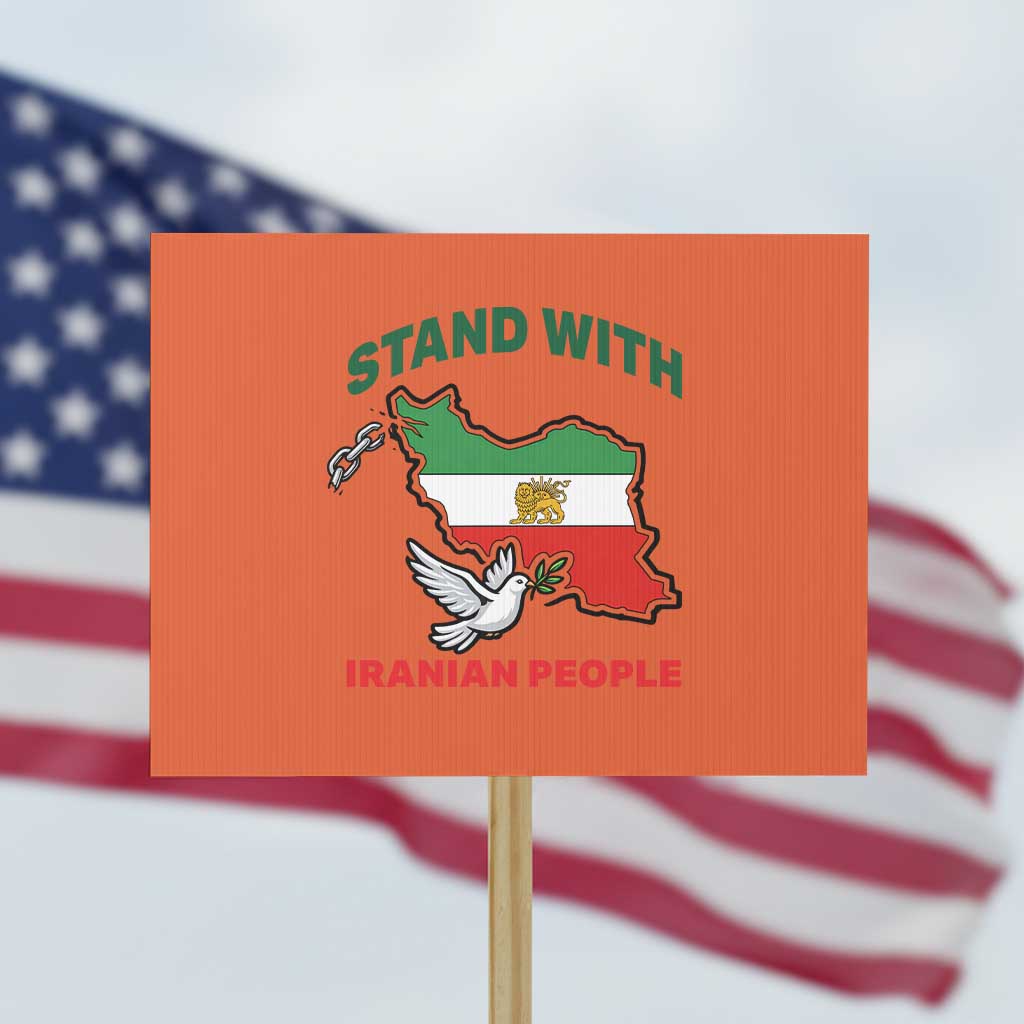 Stand With Iranian People Peace Dove Protest Sign Iran Map Flag Freedom Human Rights Support